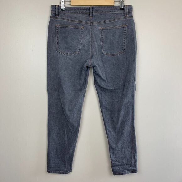 Eileen Fisher Grey Washed Mid-Rise Skinny Organic Cotton Jeans Size 10 - Picture 7 of 9